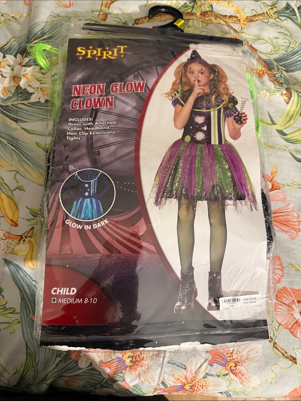 Spirit Neon Glow Clown Costume - Purple & Green